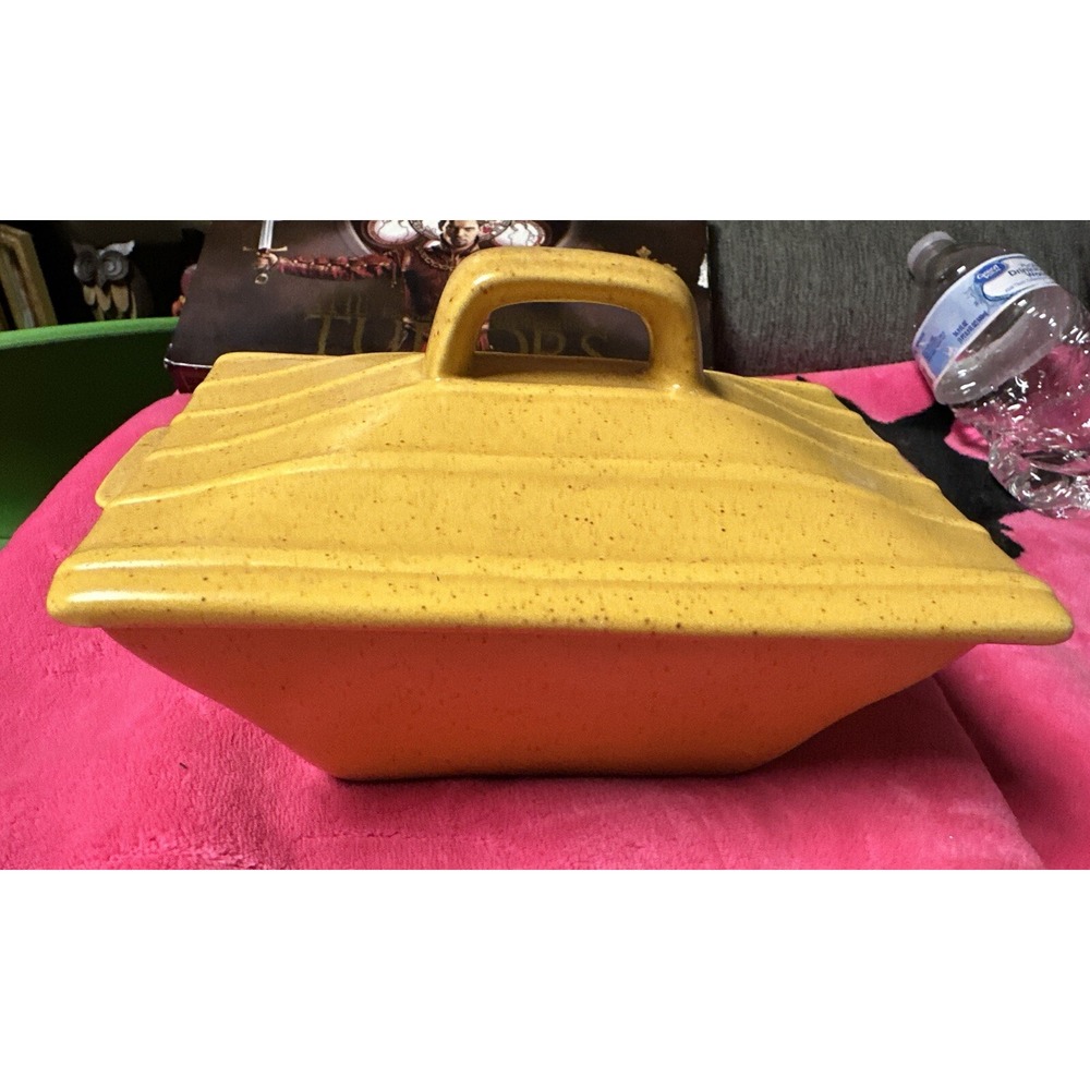 Hoenig Of California Pottery‎ Casserole Dish/crock Yellow Speckled Vintage 1970